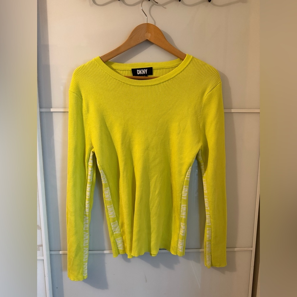 DKNY Women's Neon Yellow Long Sleeve Top Size XL